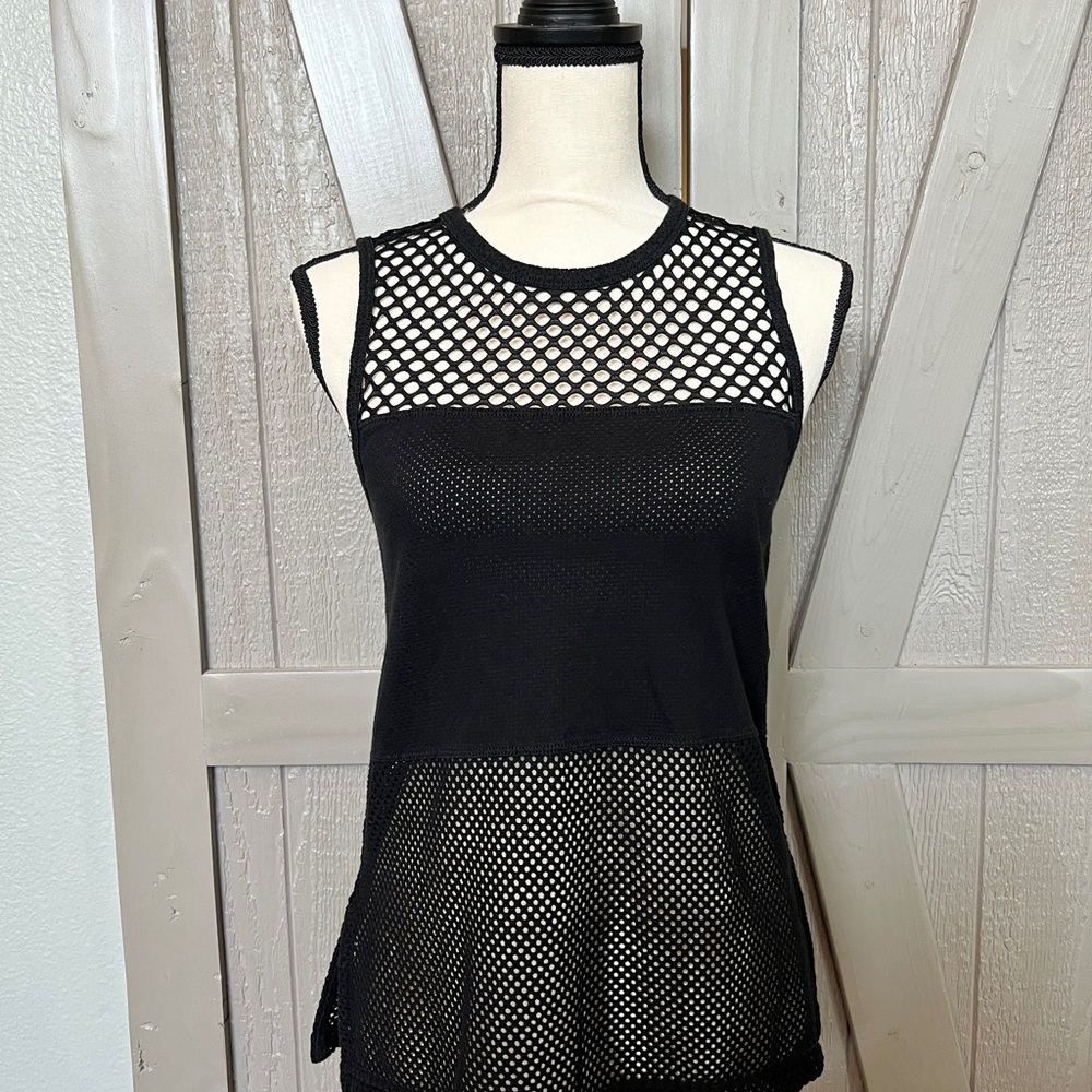 NWOT! Lorna Jane Black Mesh Tank Top